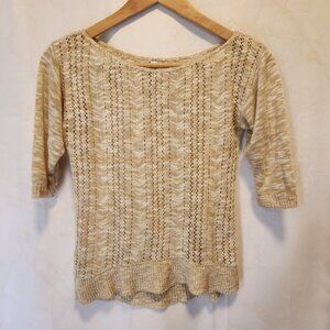 Absolutely Creative Worldwide‎ Knit Sweater Women's S Beige 3/4 Sleeve USA Made